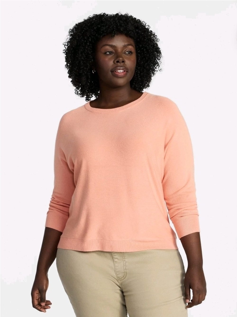 Terra & Sky NEW Plus Size 4X Peach Coral EcoVero Crewneck Sweater Top